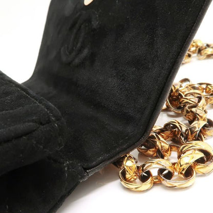 Chanel Chain Shoulder Gripoix 1993? Suede Black Chevron Chanel