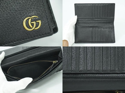 Authentic Gucci GG Marmont Long Wallet Long Wallet Leather Black 428740 Wallet