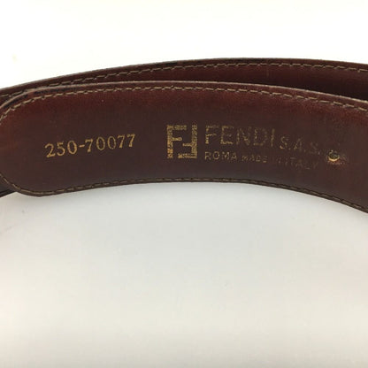 Fendi Sas Buckle Logo Leather Belt Vintage 250-70077 Black X Brown
