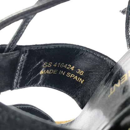 Saint Laurent Paris Paloma Wedge Sandals 416424 Black and Beige 36