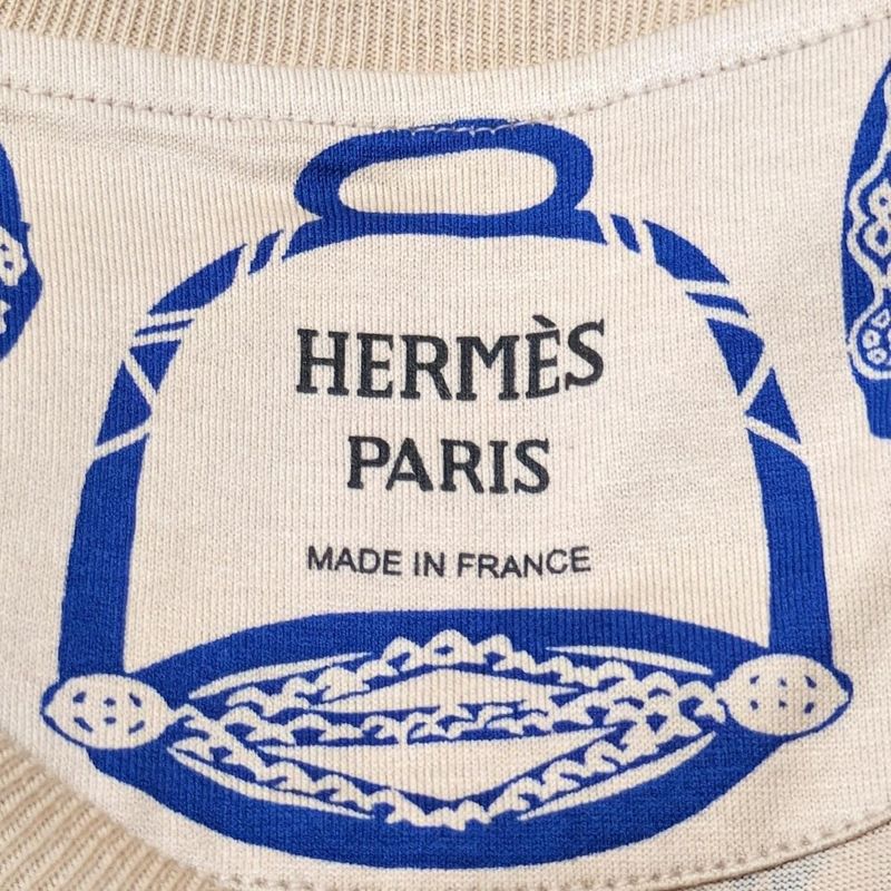 Hermes Short Sleeved T-shirt Size 36 S Women - 3e4622dm Beige And Navy