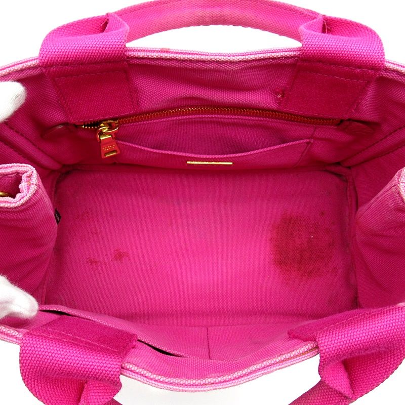 Prada Canapa Tote TPM Bn2439 Canvas Ladies Handbag Pink (Fuxia) Excellent