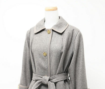 Celine Vintage Stainless Steel Collar Coat Belted Coat Long Coat Logo Buttons