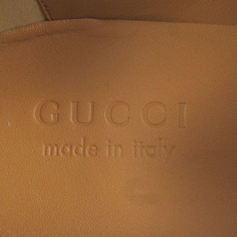 Gucci 430088 Canvas Leather Horsebit Gold Hardware Loafers Ivory Brown 6 With