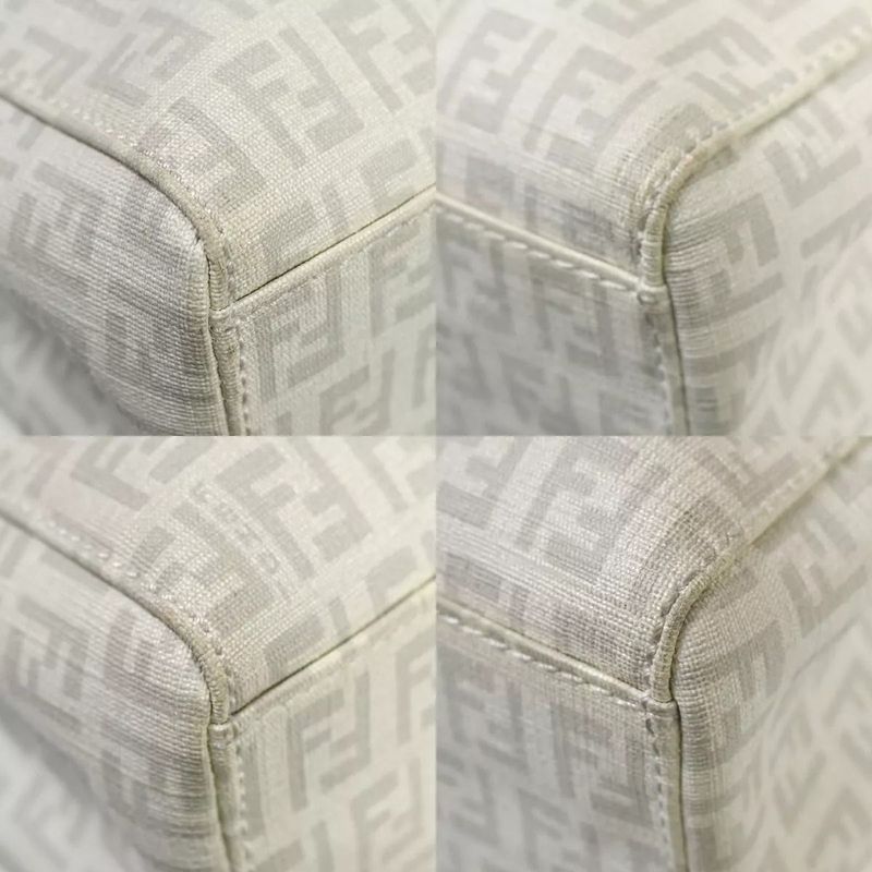 Fendi Bag Tote Handbag Zucchino Pattern White Gray 73ga948