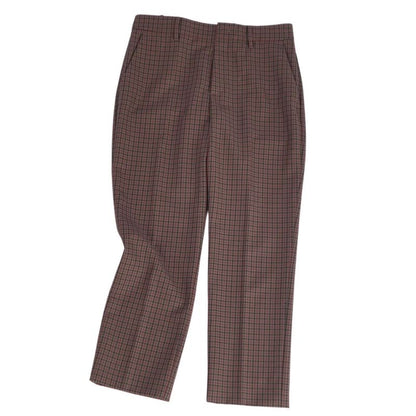 Prada Trousers Long Pants Slacks Staggered Plaid Wool Mo