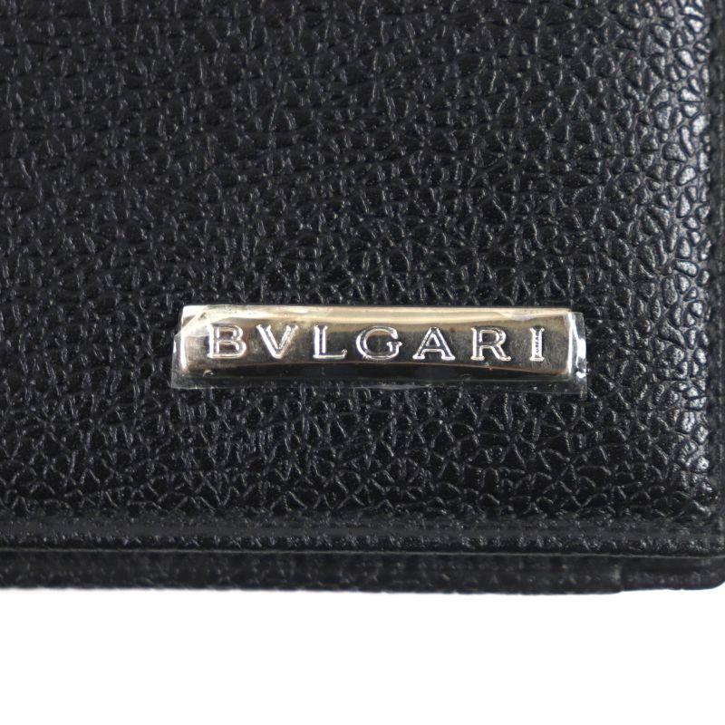  Bvlgari Leather Bifold Pass Case With Logo Plate Card Case Business Card