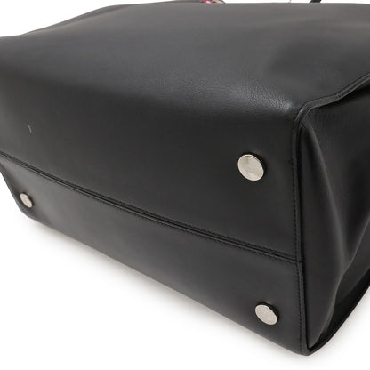 Christian DIOR Addict Tote Tote Bag Shoulder Leather Black Black Pink With Charm