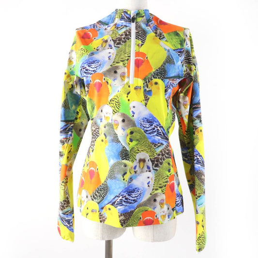 LOEWE S359y02x58 Parrot Print Zip Top Anagram Logo Long Sleeve Top Multicolor