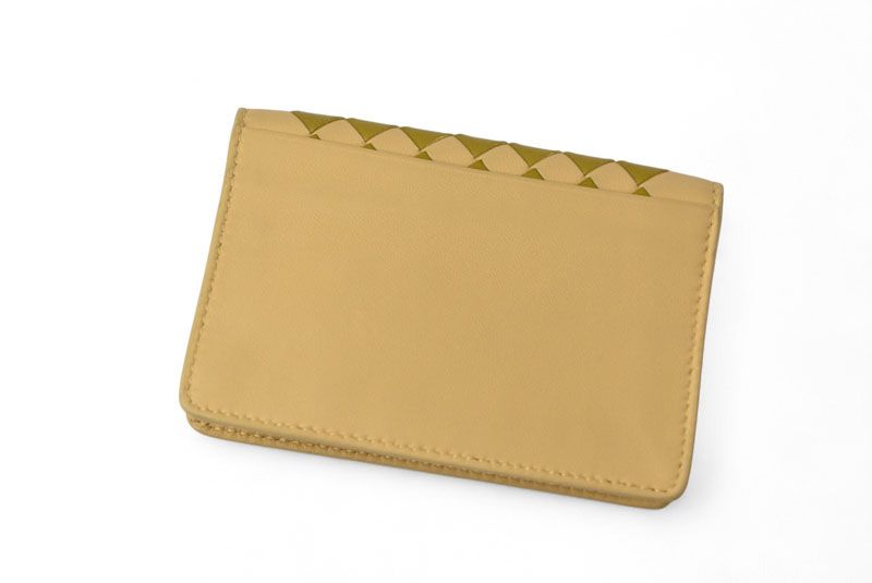 Bottega Veneta Coin Case Bottega Veneta Intrecciato Leather Beige Khaki Multi
