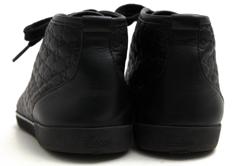 Gucci Shoes Sneakers Shoes High Cut Ladies Women Leather Genuine Black 391499