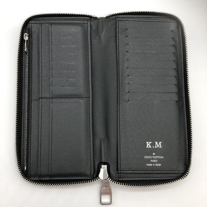 Louis Vuitton Zippy Wallet Vertical M30510 Long Wallet Black Taiga /leather