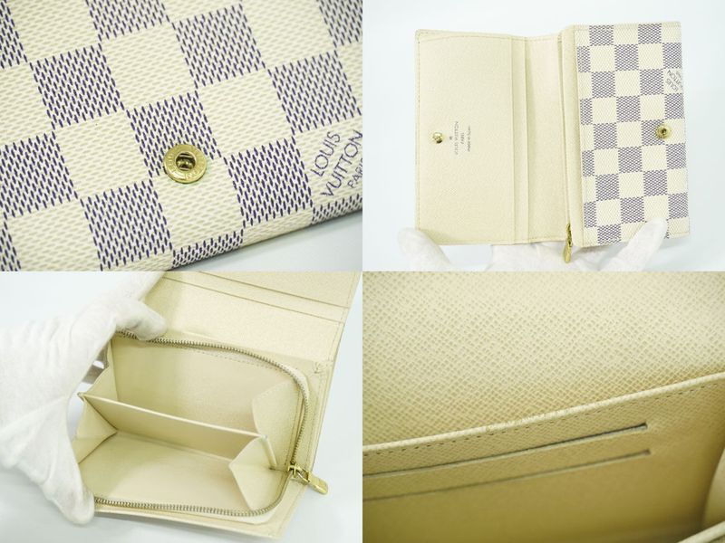 Authentic Louis Vuitton LV Portefeuille Trésor Damier Azure Fold Wallet White