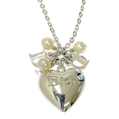 Dior Metal Faux Pearl Heart Dior Logo Bracelet Silver 318946 Bracelet