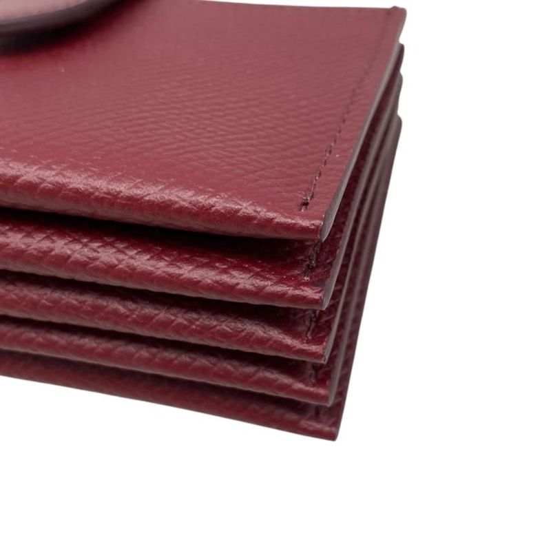 Celine Card Case Accordion Card Holder 10b693bfp Calfskin Logo Light Burgundy