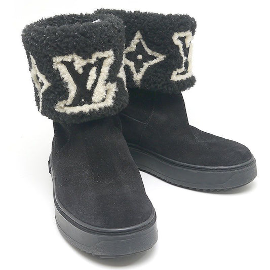 Louis Vuitton LV Snowdrop Line Ankle Boots 35 Black Mouton Boots