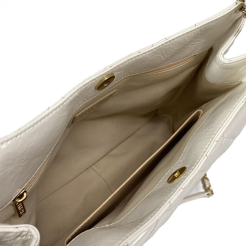 Chanel Shoulder Bag Hobo Bag As3693 White Chain Shoulder / Vintage Gold