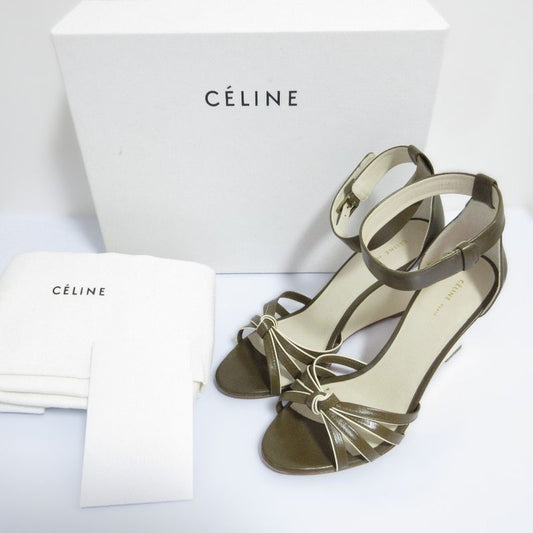 Celine Phoebe Period Knot Wedge 85 Ankle Strap Wedge Sandals 35.5 Equivalent to