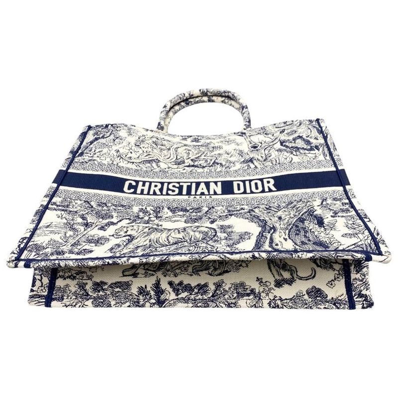 Christian Dior Tote Book Tote Large M1286ztdt Toile de Jouy White Navy Christian
