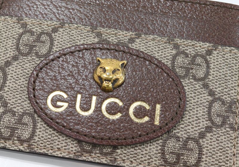 Gucci Card Case Pass Case Neo-vintage GG Supreme PVC Canvas Brown X Yellow