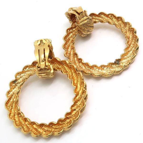 Chanel Earring GP Hoop Ring 25 2738 Vintage Large Removable 2WAY Chanel