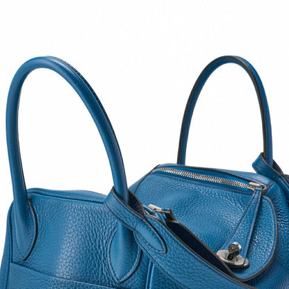 Hermes Lindy 30 2-way Shoulder Bag Taurillon Clemence Blue Baon And Blue Paon