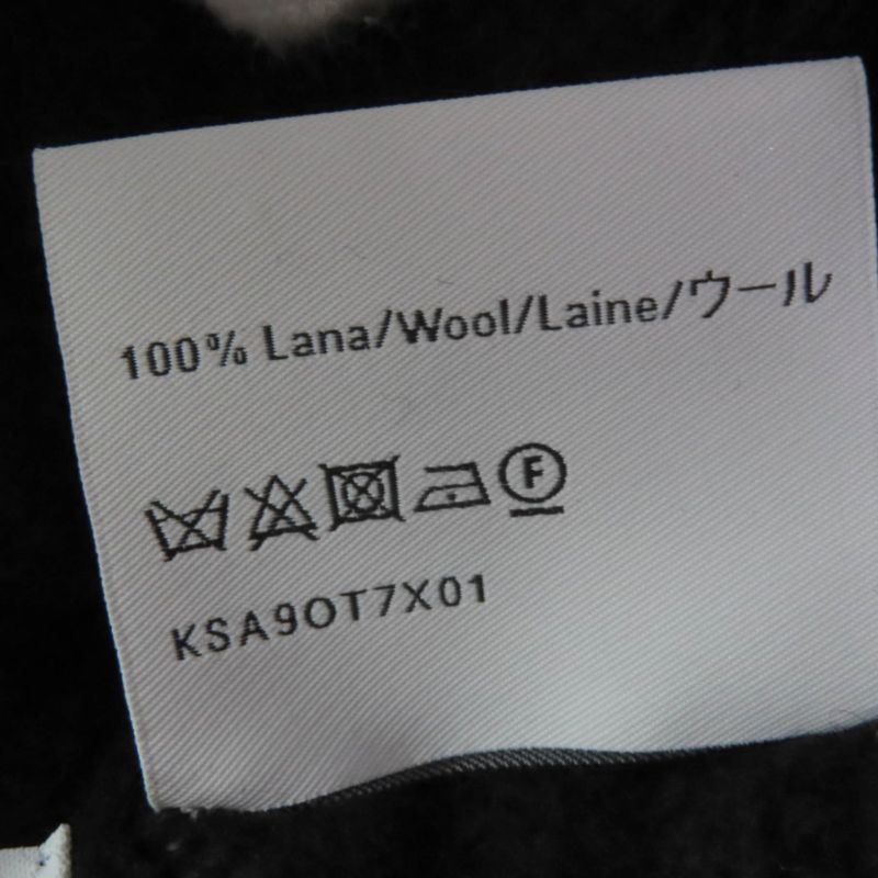 LOEWE Ksa9ot7x01 100% Wool Logo Embroidered Beanie Knit Hat Knit Cap Black Made