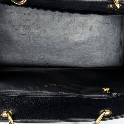 Chanel Coco Mark Chain Tote Black Matelasse Caviar Leather A