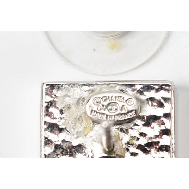 Chanel Earrings Chanel Square Silver CC Coco Mark Green Black 210622