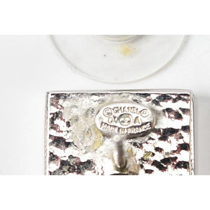 Chanel Earrings Chanel Square Silver CC Coco Mark Green Black 210622