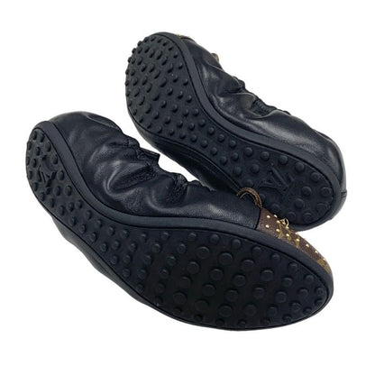 Louis Vuitton Flirty Line Monogram Flat Shoes Leather Black Brown Gold Ballet