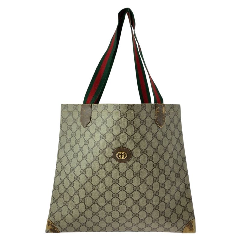Gucci Vintage Old Gucci Sherry Line Beige GG Supreme Canvas 002 63 0048 Tote