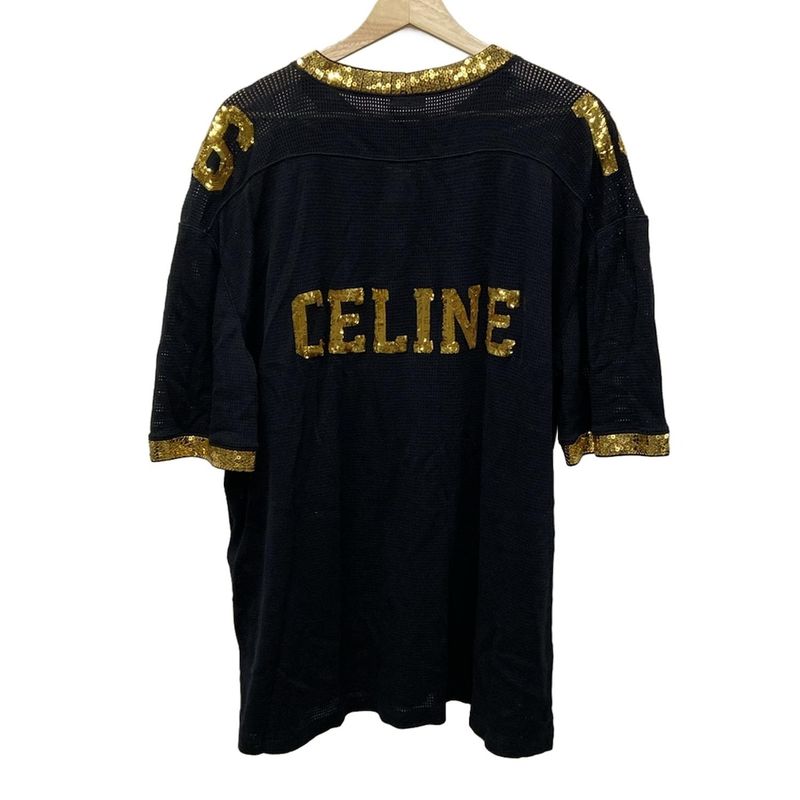 Celine Short Sleeve Cut And Sewn Size XS - 2x26f8181 Black And Gold Crew