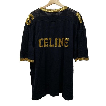 Celine Short Sleeve Cut And Sewn Size XS - 2x26f8181 Black And Gold Crew