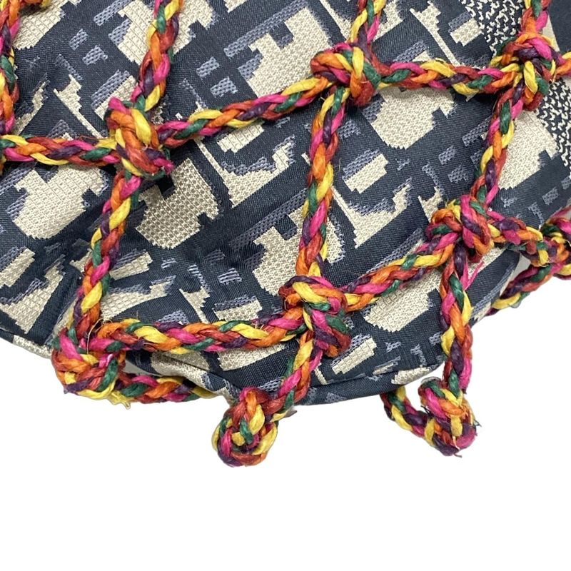 Dior/christian Dior Tote Bag - Pink X Navy X Multi Dior Oblique Embroidery/mesh