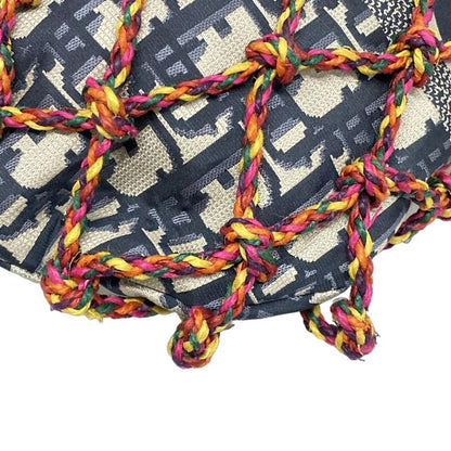 Dior/christian Dior Tote Bag - Pink X Navy X Multi Dior Oblique Embroidery/mesh