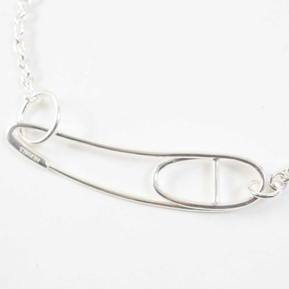 Hermes Chaine D'ancre Punk Long Necklace Ag925 Silver With Box Made In France
