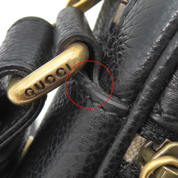 Gucci Shoulder Bag Logo Print Leather Black Gold Hardware Black Mini 574803