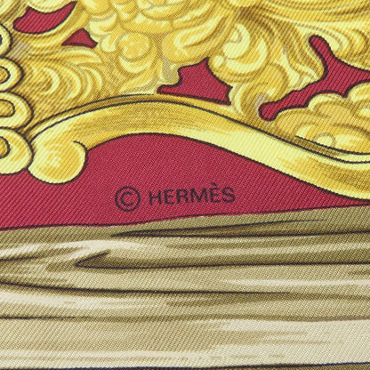Hermes Scarf Carré 90 Silk Red White Yellow Fashionable Equestrian Pattern