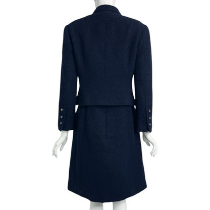 Chanel 96P Coco Button Setup Jacket Dress Wool Navy Size 40
