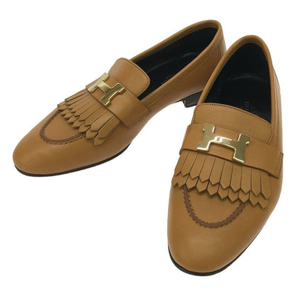 Hermes - Royale Constance H Logo Leather Quilted Fringe Loafers Leather Shoes -