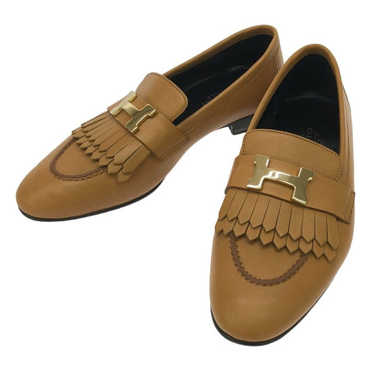 Hermes - Royale Constance H Logo Leather Quilted Fringe Loafers Leather Shoes -