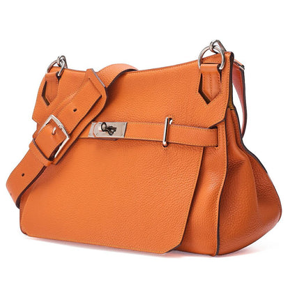 Hermes Gipsyère 34 Shoulder Bag Taurillon Clemence Orange And Jeanne (silver