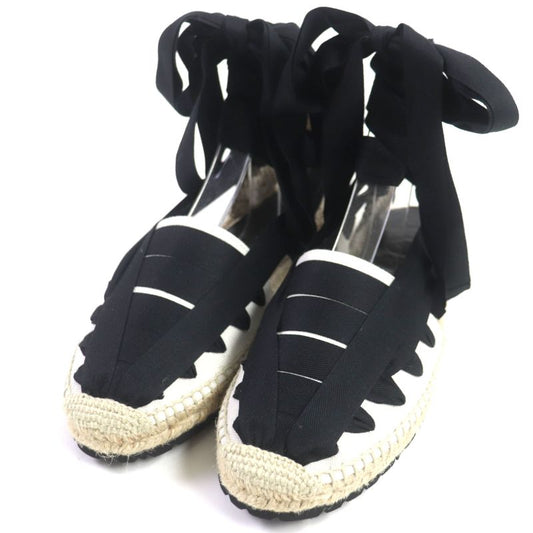 LOEWE 731911 Espadrilles Lace-up Shoes Canvas Black Beige 42 With Box/storage