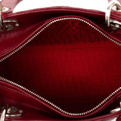 Dior Lady Dior Canage Medium Handbag Shoulder Bag 2WAY Red Leather Women's Dior