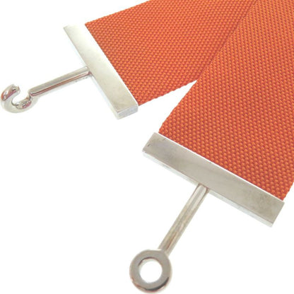 Hermes Hook Belt Waist Belt Nylon Metal Orange Engraved I 0566 Hermes