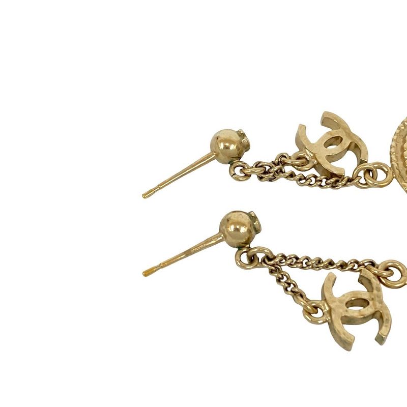 Chanel Vintage Coco Mark Coin Motif Earrings Accessories Women's 15BP