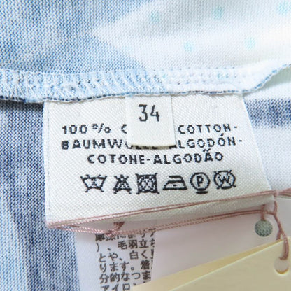 Hermes 100% Cotton Cut And Sewn Short Sleeved T-shirt Top White Blue 34 Made In