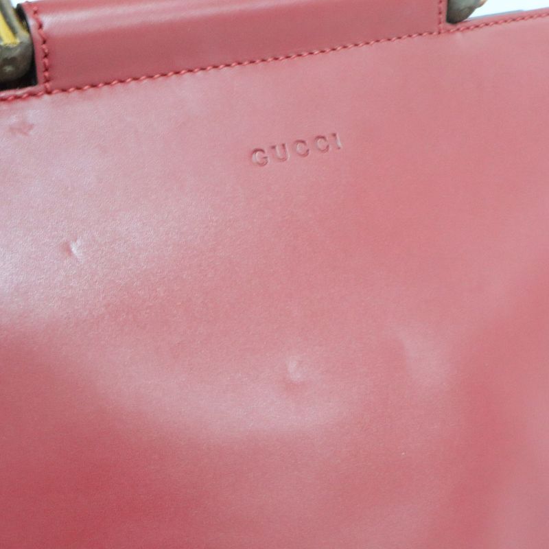 Gucci Bamboo Nimfair Small 2WAY Handbag 453767 Red Leather Shoulder