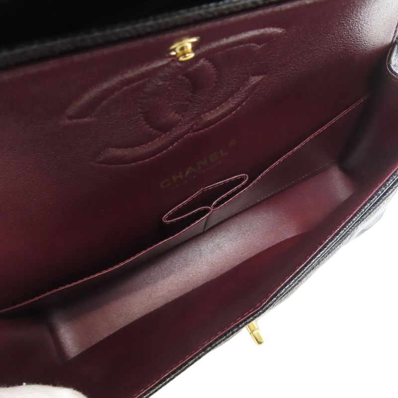 Chanel Double Flap Matelasse Gold Hardware Shoulder Bag Grained Calfskin Women